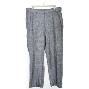 COLDWATER CREEK 100% Linen Trouser‎ Dress Pants 14P 34x29 Wide Leg Gray Elastic